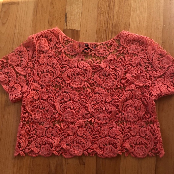 Peach lace long crop top - Picture 4 of 15